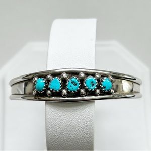 Vintage Southwestern Turquoise Sterling Silver Cuff Bracelet
